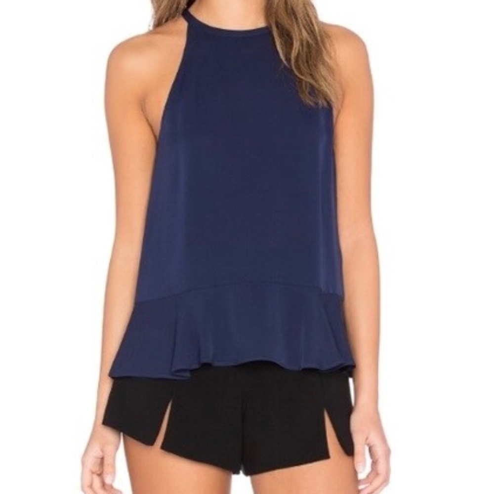 Diane Von Furstenberg DVF Lizzy 100% Silk Halter Ruffle Peplum Top